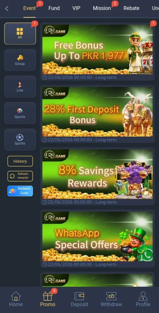 UR8 Game bonuses app in pakistan.